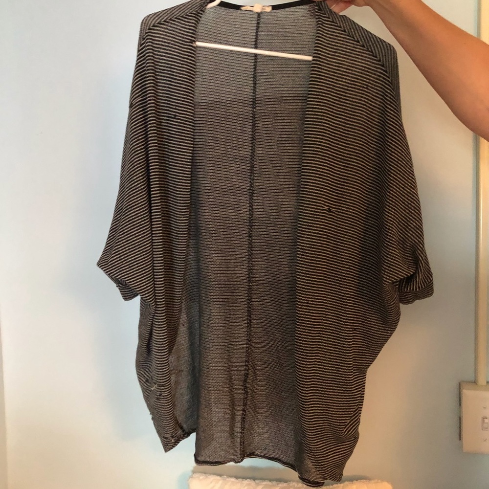 Black short sleeve striped sweater